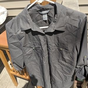 Slimming gray button down blouse